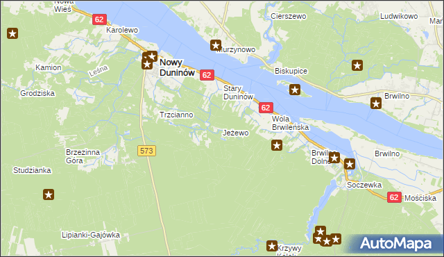 mapa Jeżewo gmina Nowy Duninów, Jeżewo gmina Nowy Duninów na mapie Targeo