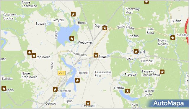 mapa Jeżewo powiat świecki, Jeżewo powiat świecki na mapie Targeo