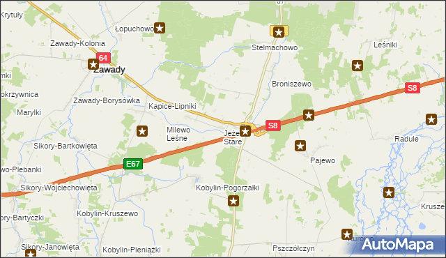mapa Jeżewo Stare, Jeżewo Stare na mapie Targeo