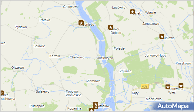 mapa Jezierzyce gmina Śmigiel, Jezierzyce gmina Śmigiel na mapie Targeo