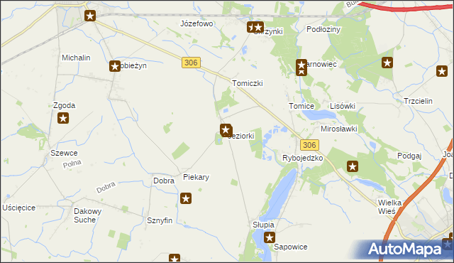 mapa Jeziorki gmina Stęszew, Jeziorki gmina Stęszew na mapie Targeo