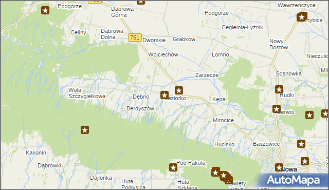 mapa Jeziorko gmina Nowa Słupia, Jeziorko gmina Nowa Słupia na mapie Targeo