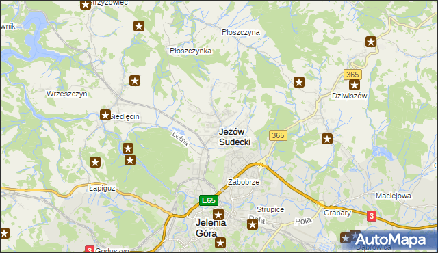 mapa Jeżów Sudecki, Jeżów Sudecki na mapie Targeo