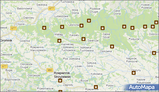 mapa Jodłówka Tuchowska, Jodłówka Tuchowska na mapie Targeo