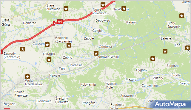 mapa Jodłówka-Wałki, Jodłówka-Wałki na mapie Targeo