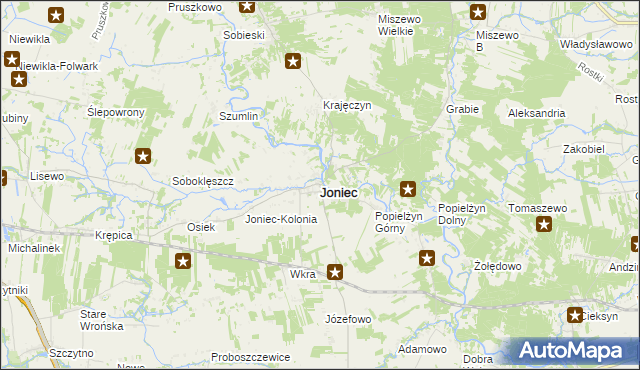 mapa Joniec, Joniec na mapie Targeo