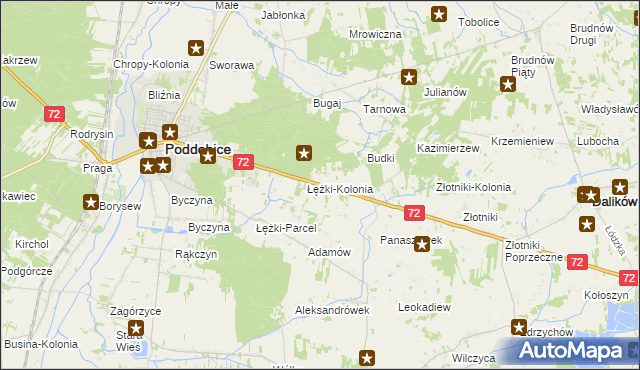 mapa Józefka gmina Poddębice, Józefka gmina Poddębice na mapie Targeo