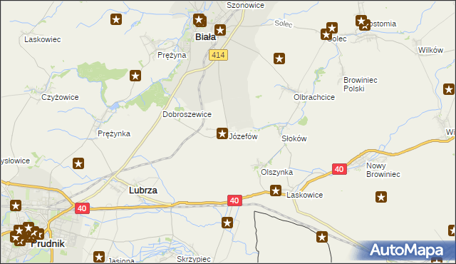 mapa Józefów gmina Biała, Józefów gmina Biała na mapie Targeo