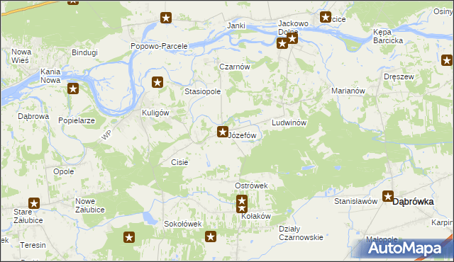 mapa Józefów gmina Dąbrówka, Józefów gmina Dąbrówka na mapie Targeo