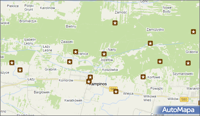 mapa Józefów gmina Kampinos, Józefów gmina Kampinos na mapie Targeo