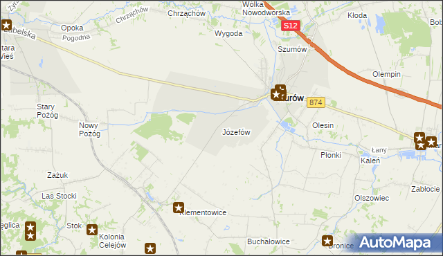 mapa Józefów gmina Kurów, Józefów gmina Kurów na mapie Targeo