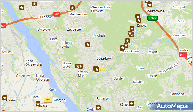 mapa Józefów powiat otwocki, Józefów powiat otwocki na mapie Targeo