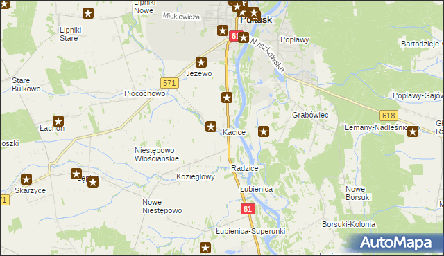 mapa Kacice gmina Pułtusk, Kacice gmina Pułtusk na mapie Targeo