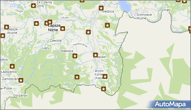 mapa Kacwin, Kacwin na mapie Targeo