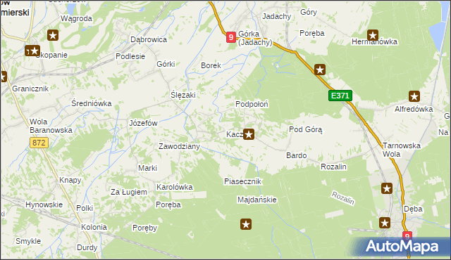 mapa Kaczaki, Kaczaki na mapie Targeo