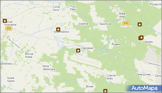 mapa Kąkolewo gmina Grodzisk Wielkopolski, Kąkolewo gmina Grodzisk Wielkopolski na mapie Targeo