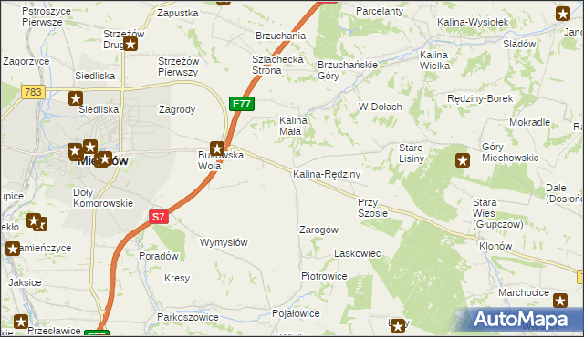 mapa Kalina-Rędziny, Kalina-Rędziny na mapie Targeo