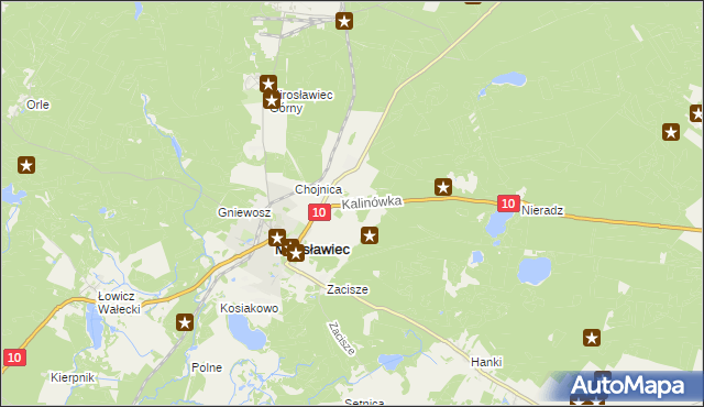 mapa Kalinówka gmina Mirosławiec, Kalinówka gmina Mirosławiec na mapie Targeo