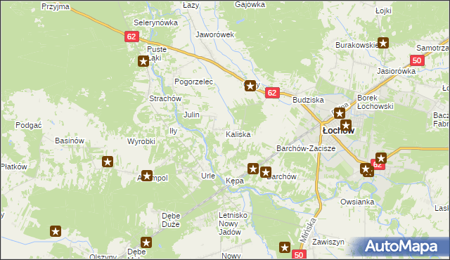 mapa Kaliska gmina Łochów, Kaliska gmina Łochów na mapie Targeo