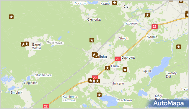 mapa Kaliska powiat starogardzki, Kaliska powiat starogardzki na mapie Targeo