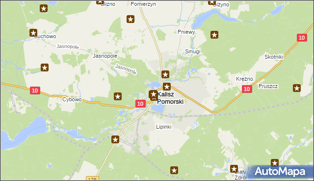 mapa Kalisz Pomorski, Kalisz Pomorski na mapie Targeo