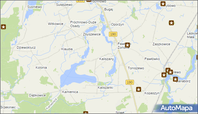 mapa Kaliszany gmina Wągrowiec, Kaliszany gmina Wągrowiec na mapie Targeo