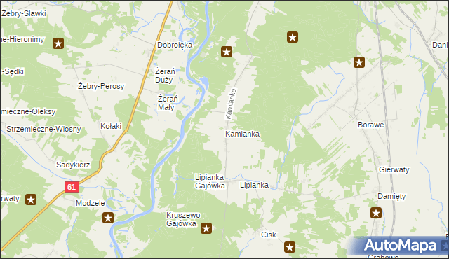 mapa Kamianka gmina Rzekuń, Kamianka gmina Rzekuń na mapie Targeo