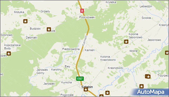 mapa Kamień gmina Sztabin, Kamień gmina Sztabin na mapie Targeo