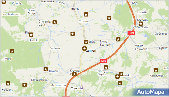 mapa Kamień powiat rzeszowski, Kamień powiat rzeszowski na mapie Targeo