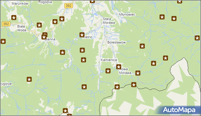 mapa Kamienica gmina Stronie Śląskie, Kamienica gmina Stronie Śląskie na mapie Targeo