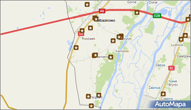 mapa Kamieniec gmina Kołbaskowo, Kamieniec gmina Kołbaskowo na mapie Targeo