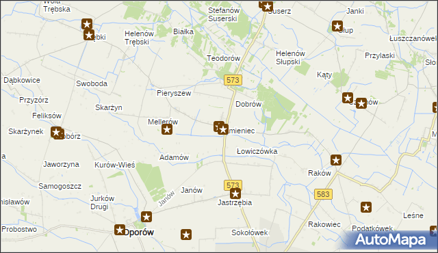 mapa Kamieniec gmina Szczawin Kościelny, Kamieniec gmina Szczawin Kościelny na mapie Targeo