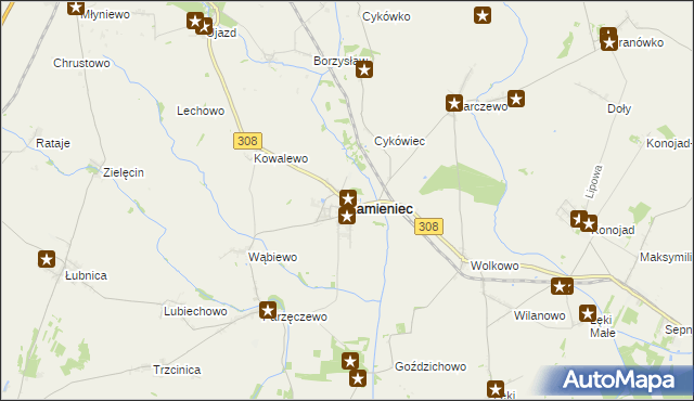 mapa Kamieniec powiat grodziski, Kamieniec powiat grodziski na mapie Targeo