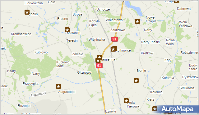 mapa Kamienna gmina Lubień Kujawski, Kamienna gmina Lubień Kujawski na mapie Targeo