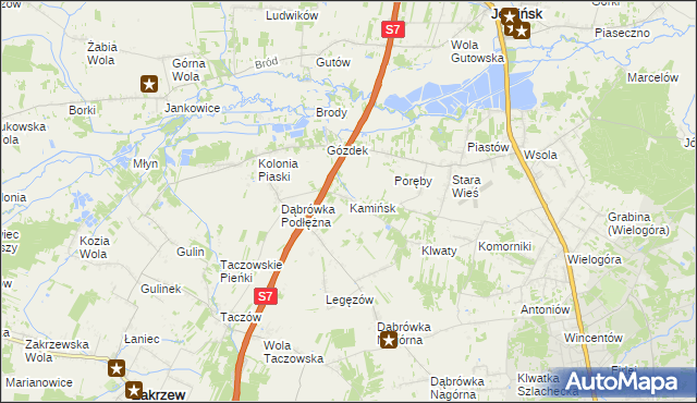 mapa Kamińsk gmina Jedlińsk, Kamińsk gmina Jedlińsk na mapie Targeo