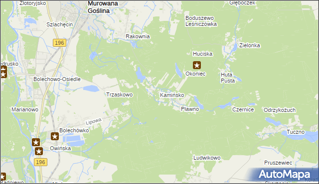 mapa Kamińsko gmina Murowana Goślina, Kamińsko gmina Murowana Goślina na mapie Targeo