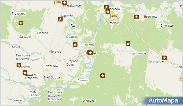 mapa Kamion gmina Wierzchlas, Kamion gmina Wierzchlas na mapie Targeo