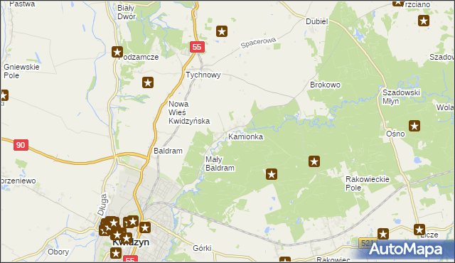 mapa Kamionka gmina Kwidzyn, Kamionka gmina Kwidzyn na mapie Targeo