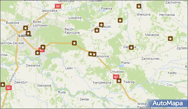 mapa Kamionna gmina Łochów, Kamionna gmina Łochów na mapie Targeo