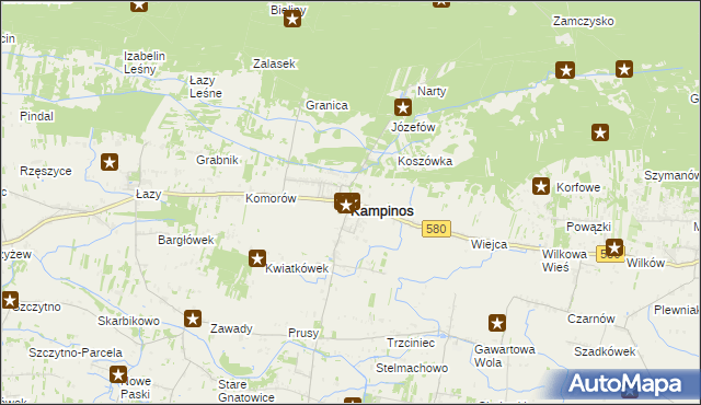 mapa Kampinos, Kampinos na mapie Targeo