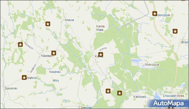 mapa Kania gmina Chociwel, Kania gmina Chociwel na mapie Targeo