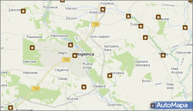 mapa Kaplin gmina Mogielnica, Kaplin gmina Mogielnica na mapie Targeo