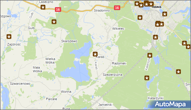 mapa Karaś gmina Iława, Karaś gmina Iława na mapie Targeo