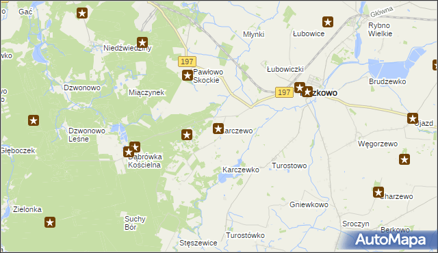 mapa Karczewo gmina Kiszkowo, Karczewo gmina Kiszkowo na mapie Targeo