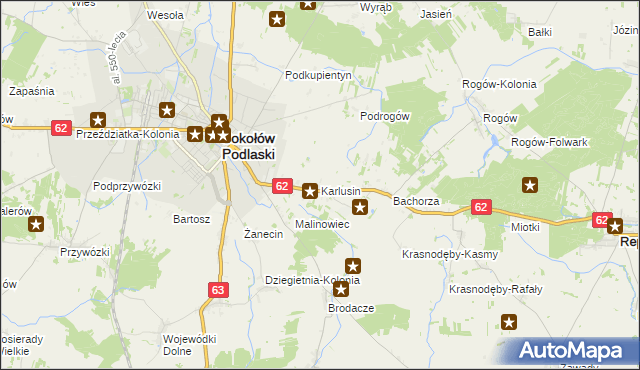 mapa Karlusin, Karlusin na mapie Targeo
