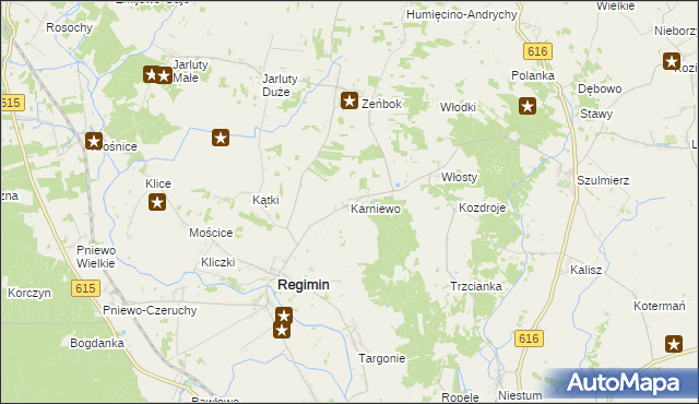 mapa Karniewo gmina Regimin, Karniewo gmina Regimin na mapie Targeo