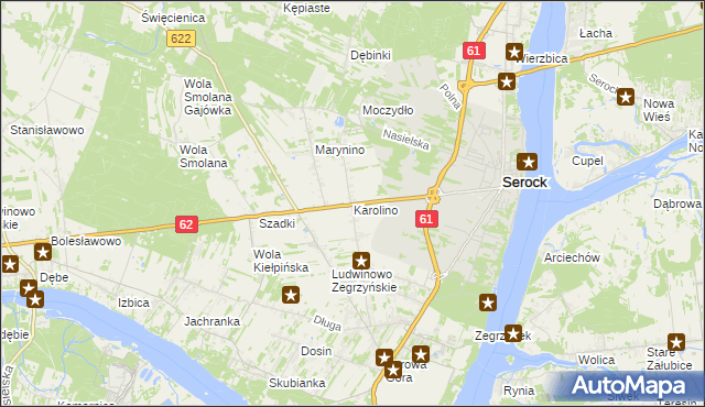 mapa Karolino gmina Serock, Karolino gmina Serock na mapie Targeo