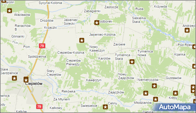 mapa Karolów gmina Chotcza, Karolów gmina Chotcza na mapie Targeo
