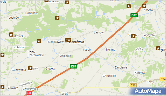 mapa Karpin gmina Dąbrówka, Karpin gmina Dąbrówka na mapie Targeo