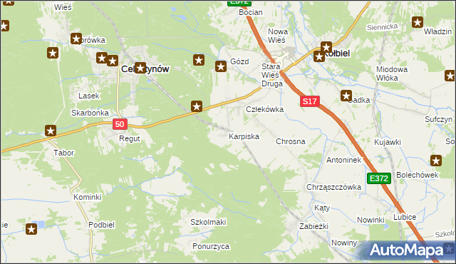 mapa Karpiska, Karpiska na mapie Targeo